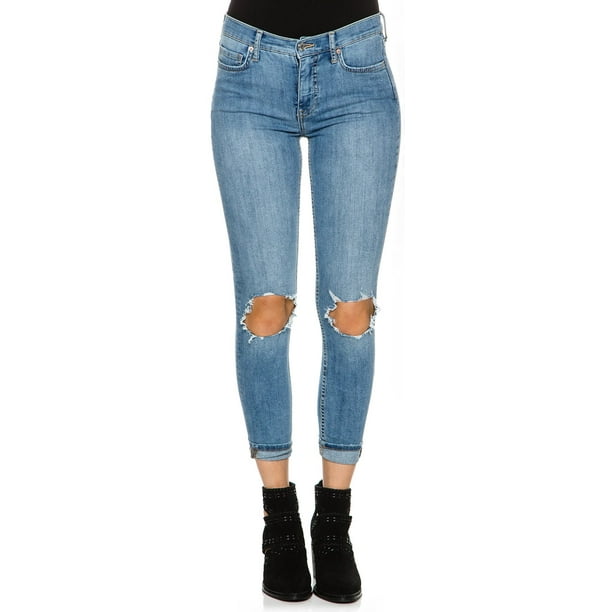 Free People - Womens Skinny Busted Knee Stretch Jeans 31 - Walmart.com ...