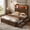Walnut, variant on ANPOO Queen Size Farmhouse Bed Frame with 55'' Storage Headboard, LED Lights & Charging Station, Fluted Platform Bed with 4 Underbed Drawers, Wood Slat Support, No Box Spring Needed, Walnut