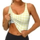 thumbnail image 3 of Fotbe Lemon Yellow Checkboard Sujetador Deportivo Largo sin Aros para Mujer con Almohadillas y Soporte Medio, Transpirable y Absorbente, Camiseta Tipo Chaleco o Tank Top-Medium, 3 of 8