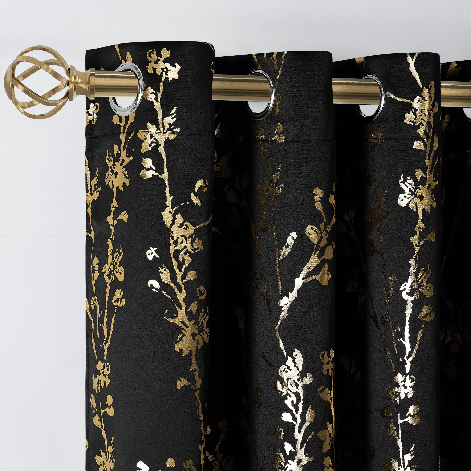 NICETOWN Black Blackout Curtains for Bedroom 63 Inches Long, Full Room Darkening Grommet Curtains for Living Room,Thermal Insulated Ombre Drapes, 52Wx63L, 2 Panels