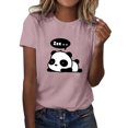 thumbnail image 1 of Gibobby Camisetas Mujer Manga Corta Camiseta manga corta con cuello redondo y estampado para mujer, camisetas informales tipo túnica(Rosa,M), 1 of 4