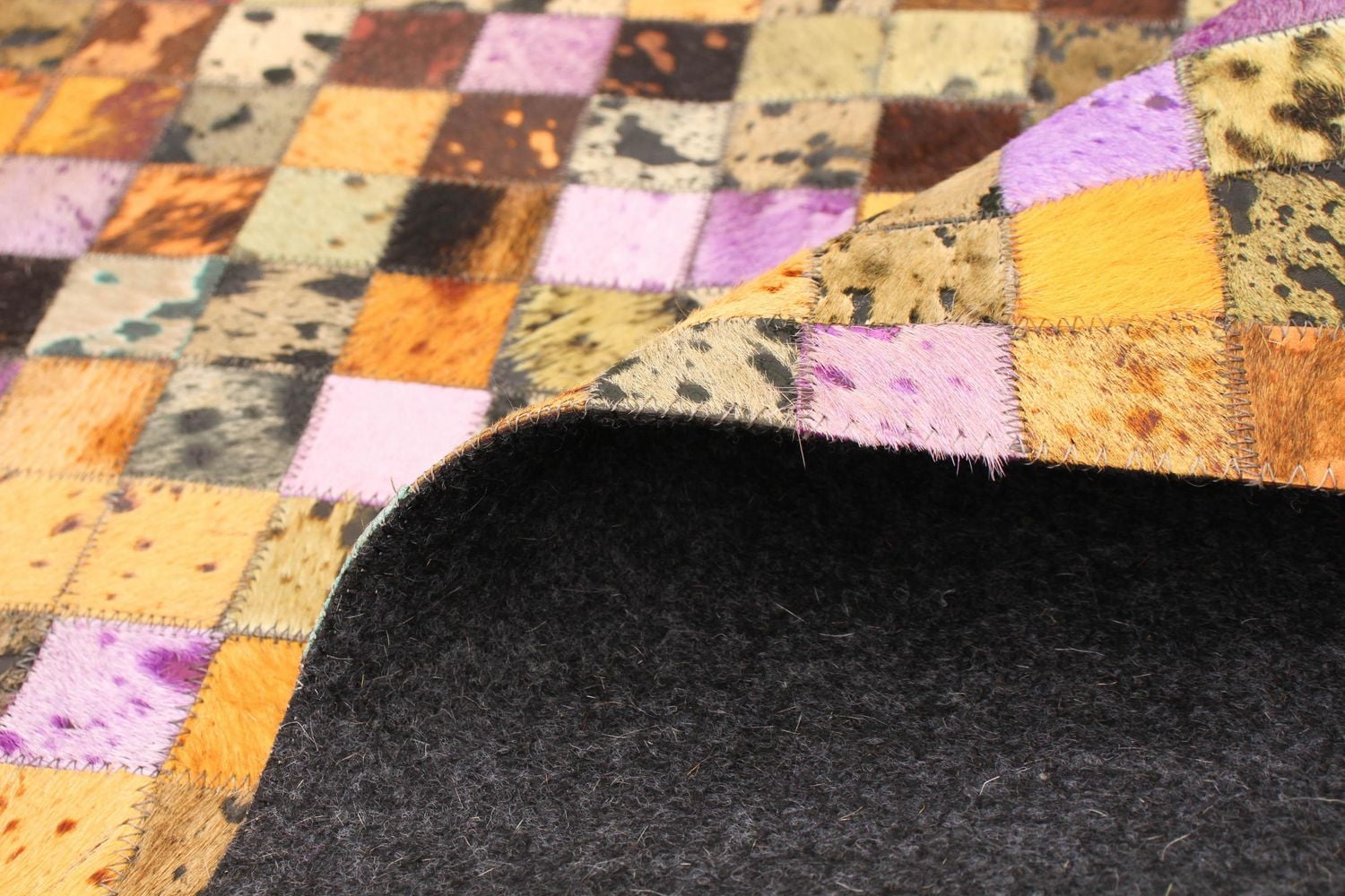 ECARPETGALLERY 5'2" x 8'3" Contemporary Cowhide Patchwork Handmade Area Rug for Living Room, Dining Room and Bedroom in Brown