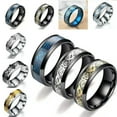 thumbnail image 2 of HOOUN Mens Thumb Ring Womens Steel Ring Matte Engagement Ring Jewelry Size:5-13-C-black-12, 2 of 9