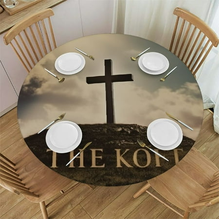 

BCIIG Cross Hill Sky Round Table Cover Stain Resistant Washable Spill-Proof Tablecloth Indoor Outdoor Kitchen Dining Wedding Parties Waterproof Fabric 31 -35