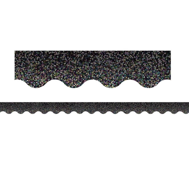 TEACHER CREATED RESOURCES (6 PK) BLACK SPARKLE SCALLOPED