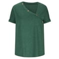 thumbnail image 3 of Ohufall Womens Tops! Women's Summer Loose Casual Solid Button Short Sleeve V-Neck Top/Shirt Blouse, 3 of 5