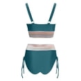 thumbnail image 6 of Women's Two Piece Bikini Set Sexy V Neck High Waist Padded Bra Wire Free Swimsuit for Swimming Beach Sunbathing,Army Green,L, 6 of 7