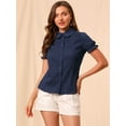 thumbnail image 3 of DARING DIVA Women's Cotton Frilled Peter Pan Collar Blouse XS Blue, 3 of 6