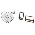 thumbnail image 1 of Reloj de pared acrílico creativo con forma de corazón y estantes flotantes de madera, arte decorativo rústico moderno para sala de estudio, cocina, of, 1 of 8