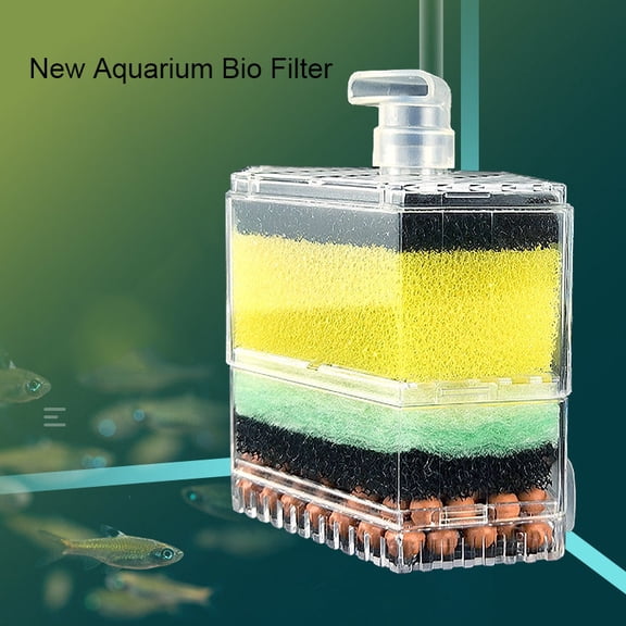 Biochemical Sponge Filter for Aquarium, Air Pump Driven Fish Tank Shrimp Pond Filtration Accessory