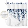 thumbnail image 2 of Blue Eucalyptus No Hook Shower Curtain Waterproof, Bathroom Curtains with Snap in Liners and See Through Top Window, Weeping Botanical Leaf Watercolor Hotel Style Bathtub Curtains Shower 66"Wx72"L, 2 of 8