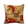 thumbnail image 2 of Uuiauoio Chinese Happy Lunar New Year Spring Festival Throw Pillow Cover, 18 x 18 Inch Year of The Horse Holiday Cushion Case Decoration for Sofa Couch Home Decor, 2 of 6