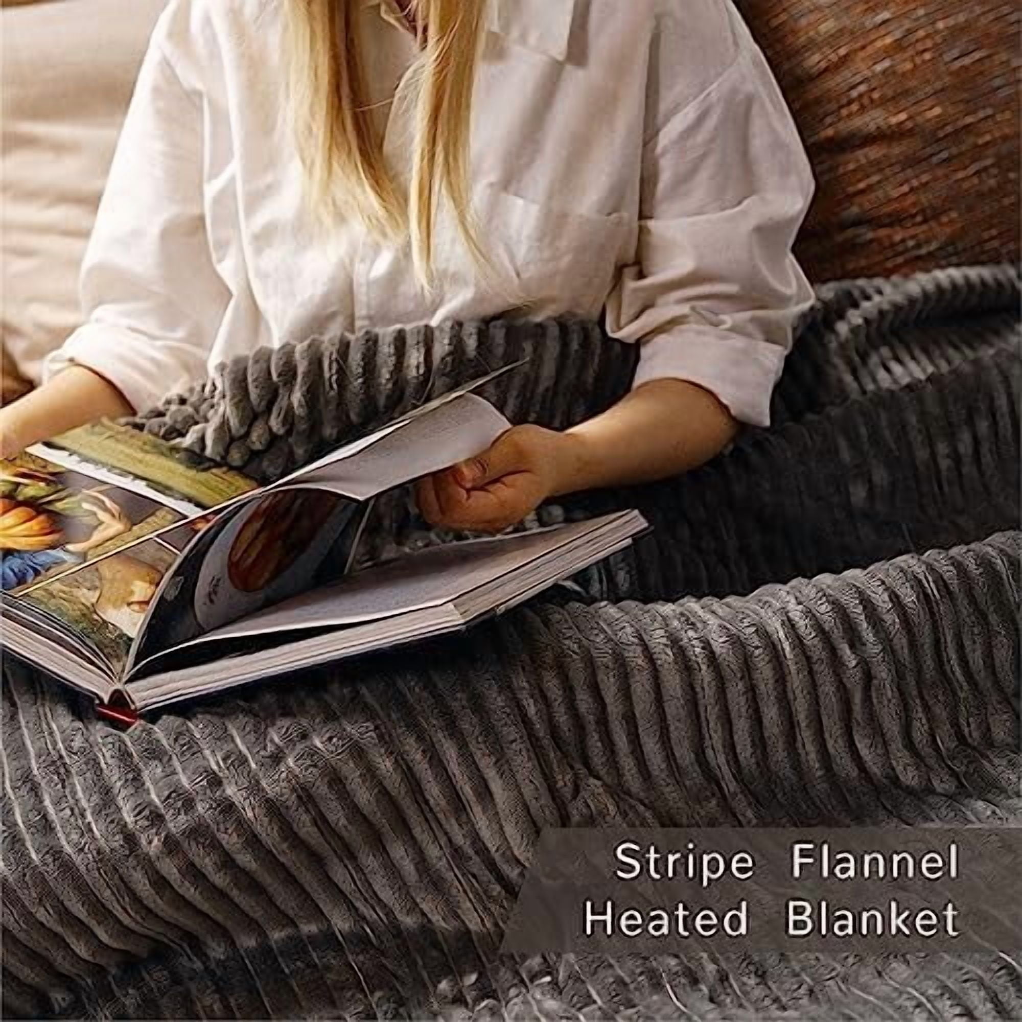 Heated Blanket King Size 100"x90",ETL Certification-6 Heating Levels Electric Blanket&1-10 Hour Auto Off,Heating Blanket with Dual Controller (Grey)