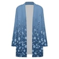 thumbnail image 4 of Women's Plus Size Blue Border Floral Cardigan, Long Sleeve Open Front Tunic with Pockets, 4 of 8