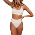 thumbnail image 1 of Bikini pour Femmes, Tenue de Plage en Tricot, Poitrine Enveloppée Taille Haute String de Fête à la Piscine Maillot de Bain 2 Pcs, 1 of 5