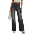 thumbnail image 2 of Wutalume High Waisted Jeans for Women Retro Straight Leg, Classic Vintage Wash Denim Pants, Comfortable Fit for Casual Wear,Black M, 2 of 6
