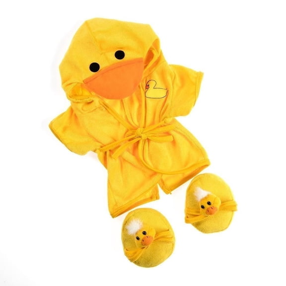 Duck Robe with Slippers for 14"-18" Plush Dolls, Bathrobe Sleepwear Doll Clothes