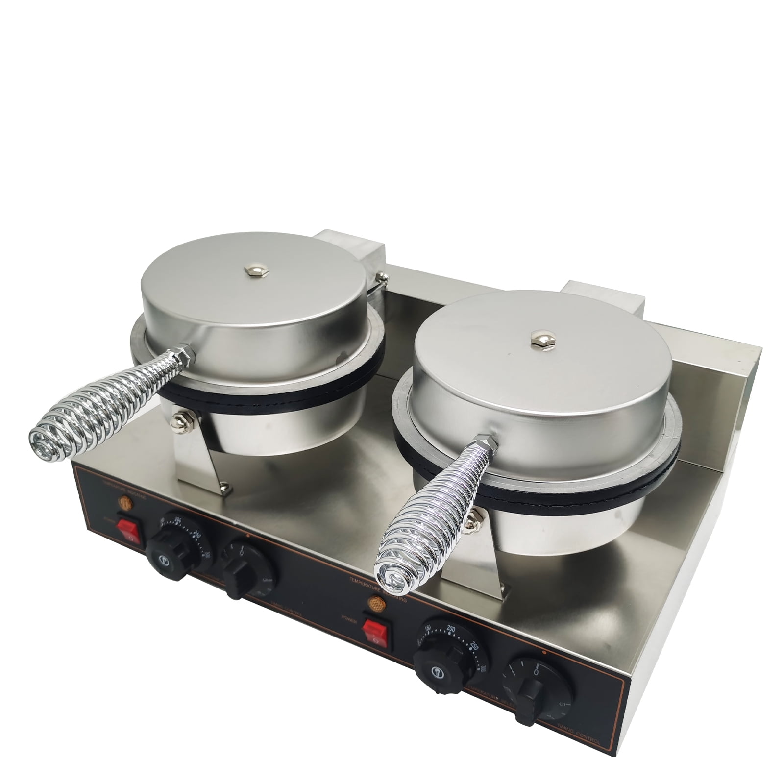 INTBUYING Commercial Ice Cream Cone Maker Machine Electric Double Station Baker Stainless Steel