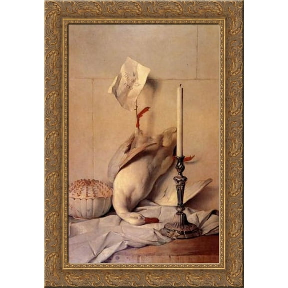 The White Duck 19x24 Gold Ornate Wood Framed Canvas Art by Oudry, Jean Baptiste