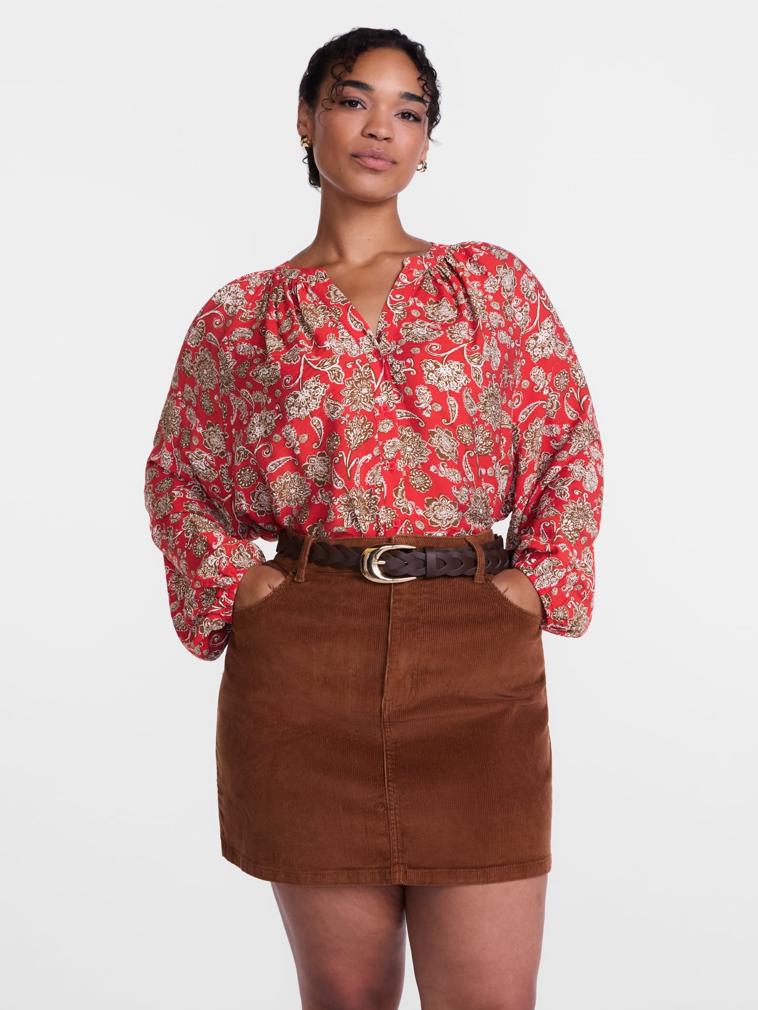Scenario Women's Top with Poet Sleeves, Sizes XS-XXXL