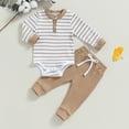 thumbnail image 2 of Ropa de rayas acanaladas para bebés, trajes para niños pequeños, Pelele de algodón suave de manga larga, pantalones, conjunto de 2 piezas, prendas de vestir para niños pequeños, Otoño, nuevo, 2 of 4