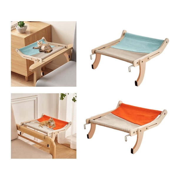 Percha para ventana de gato,Cat Window Perch para gatos de interior grande,Estantes de la cama del asiento de la ventana de la hamaca del montaje del salón,Balcón de cama de azul y naranja Fernando Percha para ventana de gato