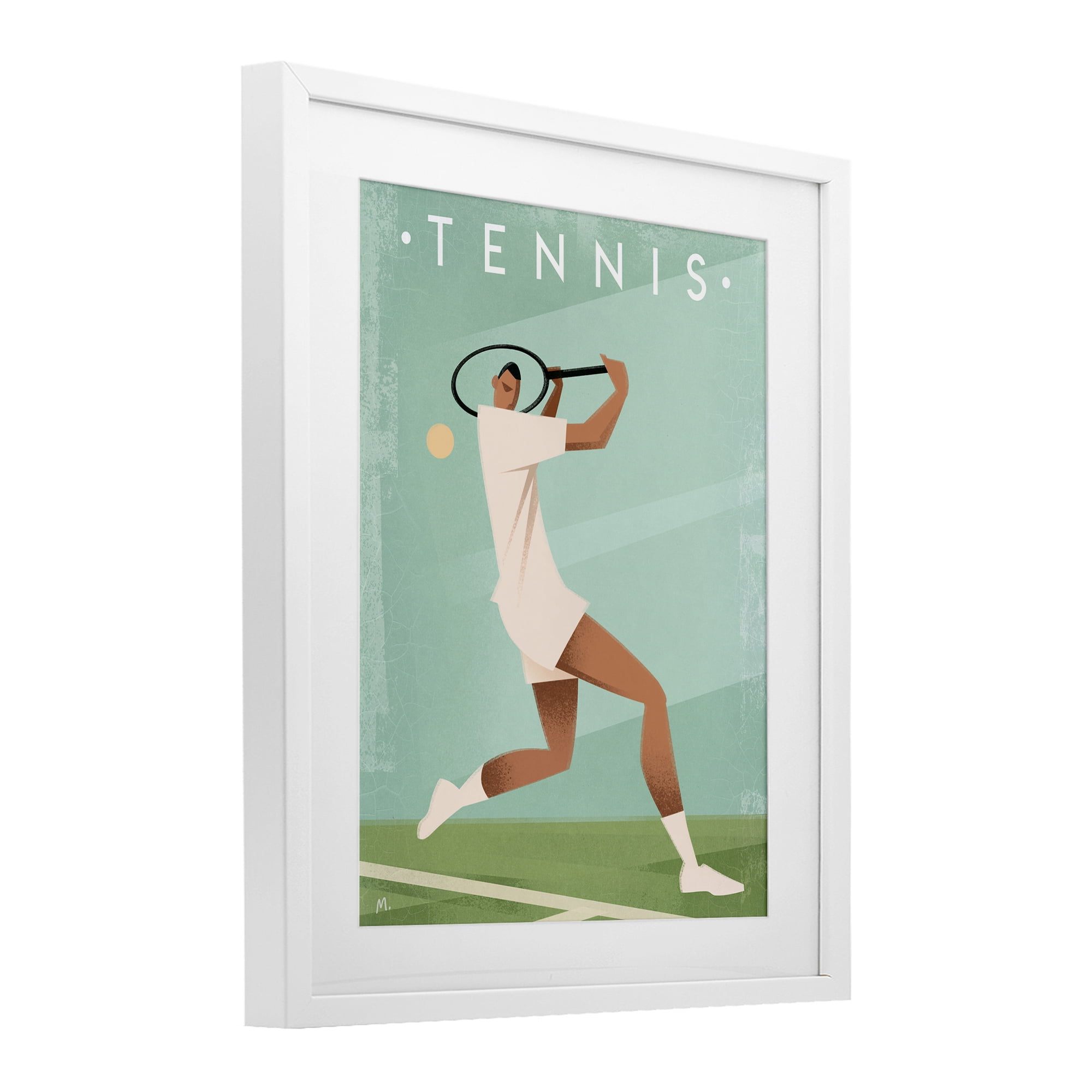 Stupell Industries Vintage Tennis Swing White Framed Print Under Glass, design by Martin Wickstrom