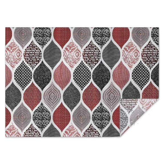Red and Black Ethnic Geometric Pattern Rectangle Tablecloth 60"x84",Waterproof Polyester Rectangle Table Cloth, Wipeable Spillproof Polyester Tablecloth for Dining, Camping, Indoor and Outdoor