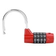 thumbnail image 2 of Candado de combinación de 4 dígitos para maleta de viaje, taquilla de gimnasio, cerradura de seguridad con contraseña, color rojo, 2 of 14