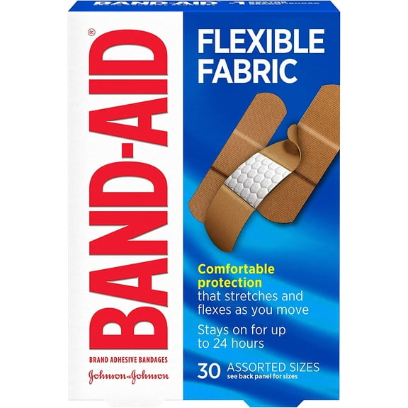 Band-Aid Brand Flexible Fabric Adhesive Bandages for Wound Care & First Aid, Assorted Sizes, 30 Count