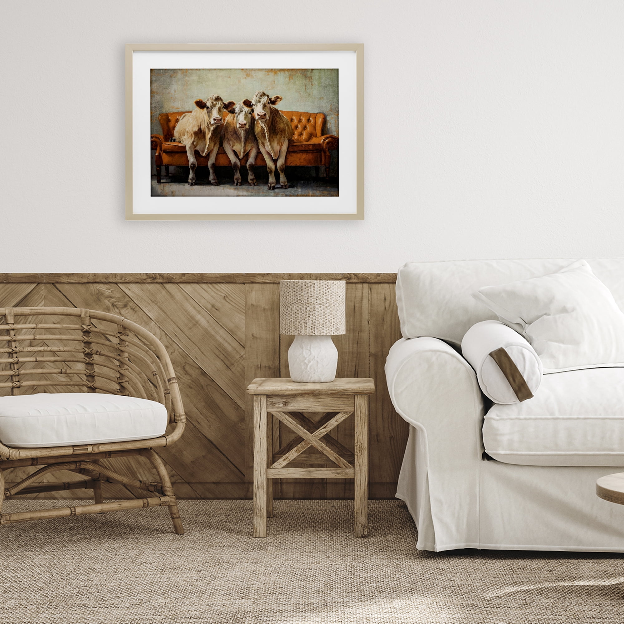 Stupell Industries Cows Just Chillin' Birch Framed Print Under Glass, design by Tina LeCour