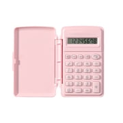 Portable Flip Top Calculator in Macaron Colors for Office, Campus, and Home, 8-Digit with Simulated Mechanical Keys, Solar and Battery Power Options