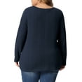 thumbnail image 3 of Agnes Orinda Women's Plus Size Knit Thin Fall Winter Trendy Crochet Comfy Pullover Sweaters 1X Navy Blue, 3 of 6