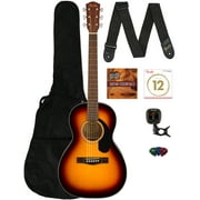 Fender CP-60S Solid Top Parlor Acoustic Guitar Bundle with Gig Bag, Tuner, Strap, Strings, Picks, Play Online Lessons and Austin Bazaar Instructional DVD, Sunburst