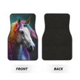 thumbnail image 2 of Honeii Colorful Haired White Horse Print Car Foot Mat Four-Piece Set - Front & Rear Universal Car Floor Mats for SUVs, Trucks, Sedans, 2 of 7