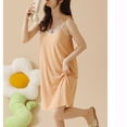 thumbnail image 2 of Defitshape Women's Cute Nightgown Ribbed Knit V Neck Summer Long Sleep Dress Sexy Lace Comfy Chemise Soft Cool Sleeveless Sleepwear Orange 4-6, 2 of 4
