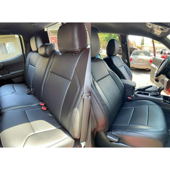 For Toyota Tacoma Crew Cab 2016-2021 2022 2023 Black Full Seat Covers Set F&R