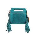 thumbnail image 2 of Wrangler Women’s Tooled Fringe Crossbody Bag, Turquoise, 2 of 2