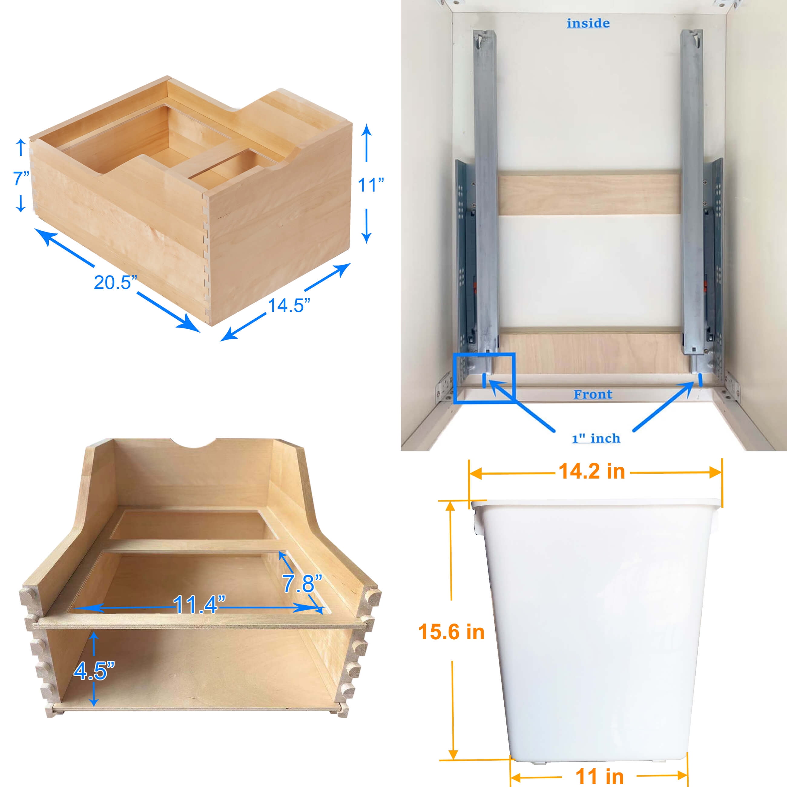 CabinetRTA Bottom Mount Soft Close Sliding Pull-Out Trash Can Wooden Drawer for Kitchen Cabinet With Dual 45 Quart Capacity Waste Trash Garbage Bins, Whitee