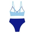 thumbnail image 7 of TEVEQ Women's Two Swimsuit High Waisted Bikini Sets Color Block Bathing Suits Swim Suits for Women 2025 Bikini Sets for Women Bathing Suit for Women Bikini 2025 New Triangle Bikini Sets Blue L, 7 of 7