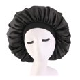 thumbnail image 1 of Solid Color Satin Bonnet Women Night Headband Hair Styling Caps (Black), 1 of 8