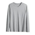 thumbnail image 3 of COSFO Cotton Mens Shirts Solid Casual Long Sleeve Tops Pullover Comfy Loose V Neck Mens Classic T-Shirt, 3 of 4