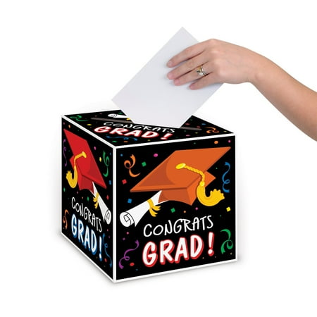 Pack of 6 Multi-Colored Congratulations Graduation Party Gift Card Boxes 9"