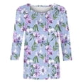 thumbnail image 4 of Cilsoka Fashion Tops Work, 3/4 Length Sleeve Womens Tops Crew Neck Vintage Floral Print Shirts Casual Loose Fit Basic Tunic Blouses, Graphic Trendy Tees, 4 of 5