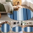 thumbnail image 6 of Navy Blue Stripe Round Rugs 3.3ft, Modern Blue Ombre Vertical Striped Non Slip Washable Rug Runner, Low Pile Indoor Floor Carpet Mat Bathroom Rugs for Living Room, Bedroom, Kids Room, 6 of 9