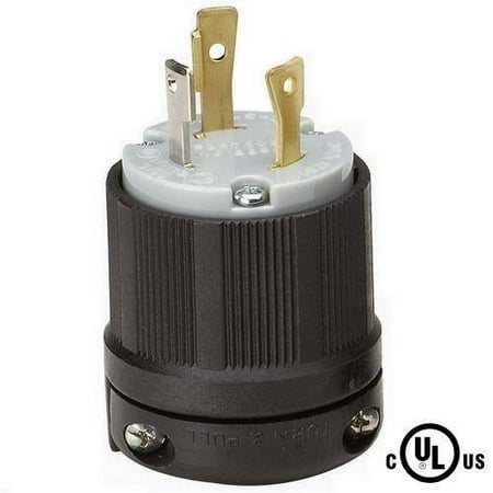 30a 125v Straight Adapter - NEMA L5-30 Grounding Locking Plug, 30A 125V AC, 2 Pole 3 Wire, cUL Listed