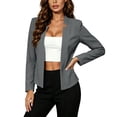 thumbnail image 4 of Fengactive Womens Open Front Blazer Collarless Slim Fit Long Sleeve Casual Workwear Jacket Coat, 4 of 8