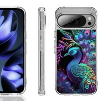 For Google Pixel 10 / 10 Pro Shockproof Phone Case, by OneToughShield - Neon Peacock