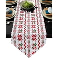thumbnail image 1 of Kitchen Table Runner, Christmas Theme Snowflake Red Green Geometric Pattern Non-Slip Cotton Linen Dresser Scarves for Family Dinner Holiday Birthday Party Home Décor 13"x70", 1 of 8