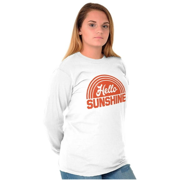 Hello Sunshine Positive Vibes Beachy Women's Long Sleeve T Shirt Brisco Brands S